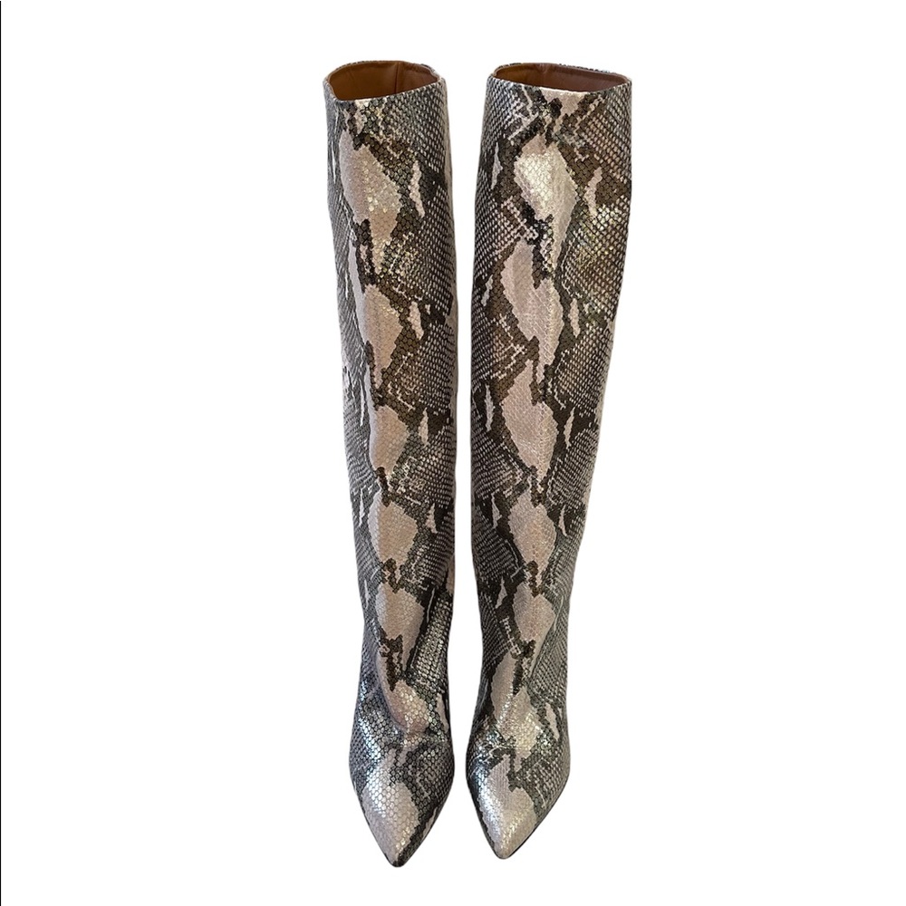 ***SOLD*** Paris Texas | Gold and Black Block Heel High Metallic Boots - Picture 6 of 15